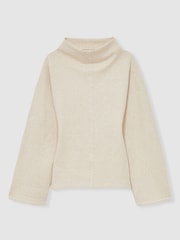 Reiss Neutral Cora Cotton-Blend High-Neck Top - Image 2 of 6