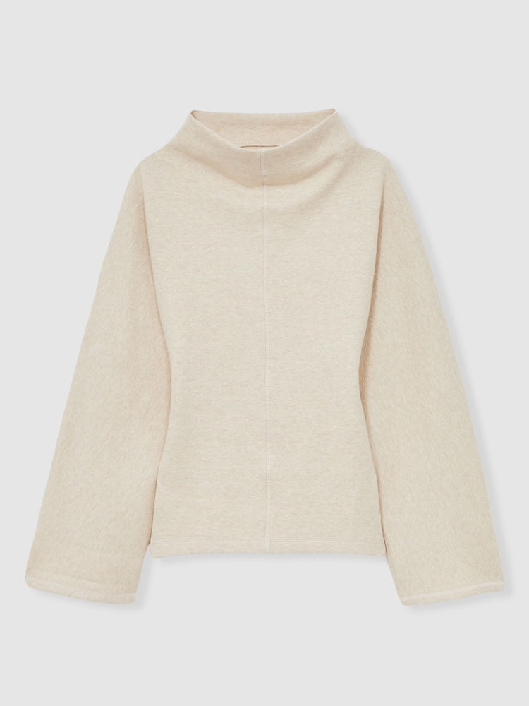 Reiss Neutral Cora Cotton-Blend High-Neck Top - Image 2 of 6