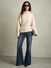 Reiss Neutral Cora Cotton-Blend High-Neck Top - Image 3 of 6