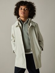 Reiss Herb Green Blackhall 13-14 yrs Merino Wool Half-Zip Funnel Neck Jumper - Image 3 of 4