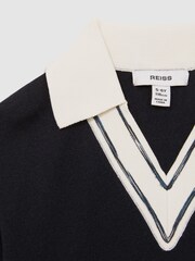 Azul marino - Reiss Neena Wool Collared Cricket Jumper - Imagen 4 de 4