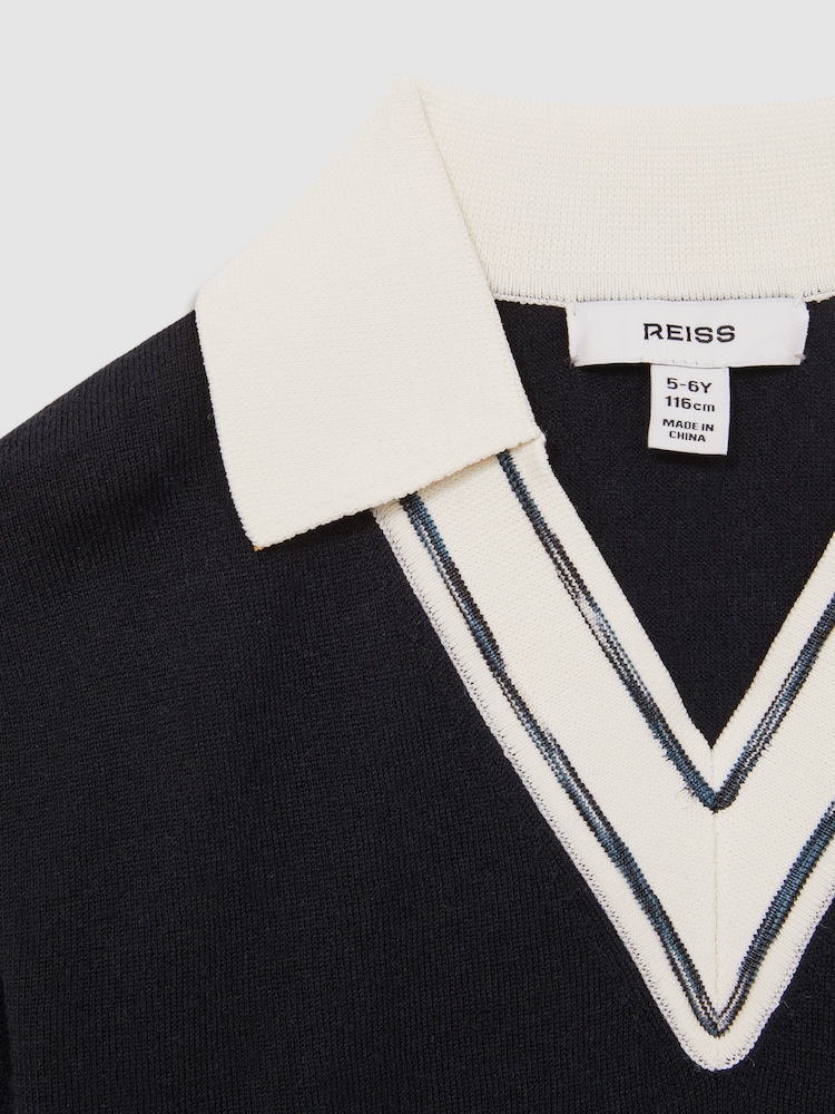 Azul marino - Reiss Neena Wool Collared Cricket Jumper - Imagen 4 de 4