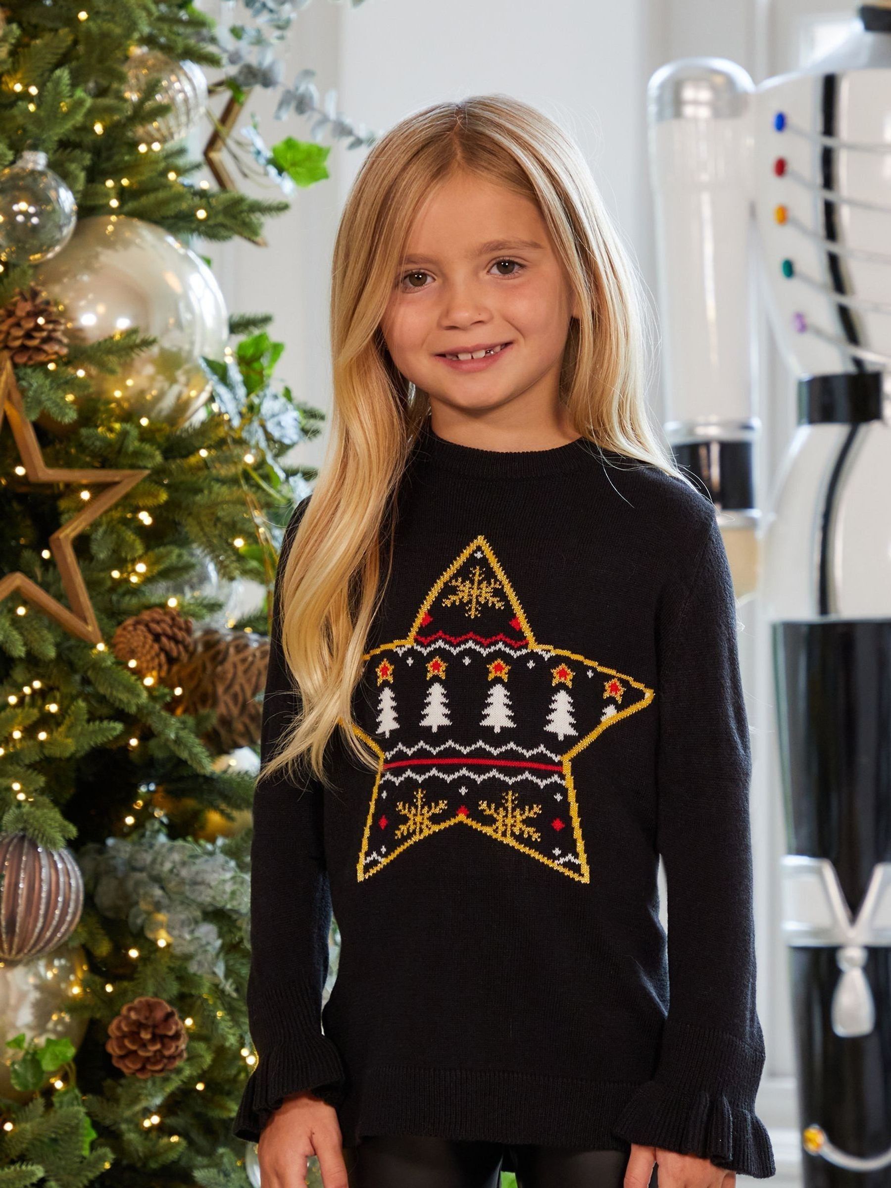 Threadgirls Black Crew Neck Christmas Jumper - Image 1 of 5