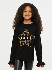 Threadgirls Black Crew Neck Christmas Jumper - Image 2 of 5