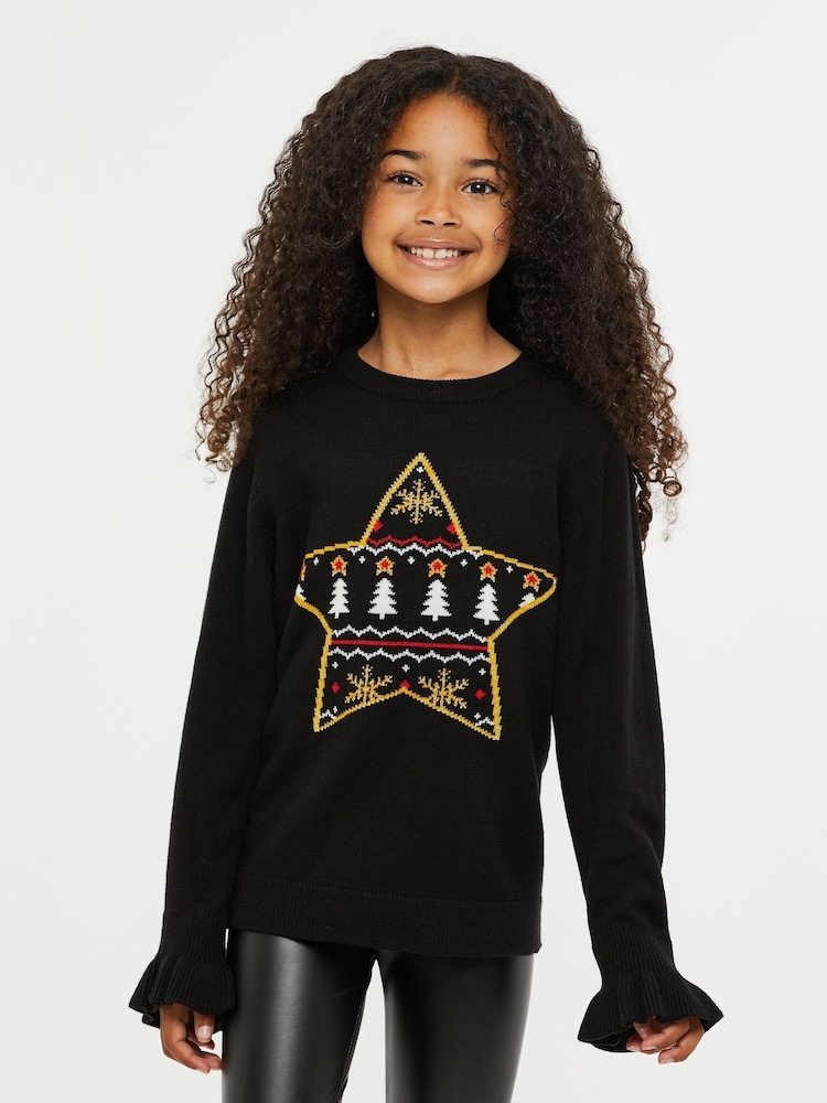Threadgirls Black Crew Neck Christmas Jumper - Image 2 of 5