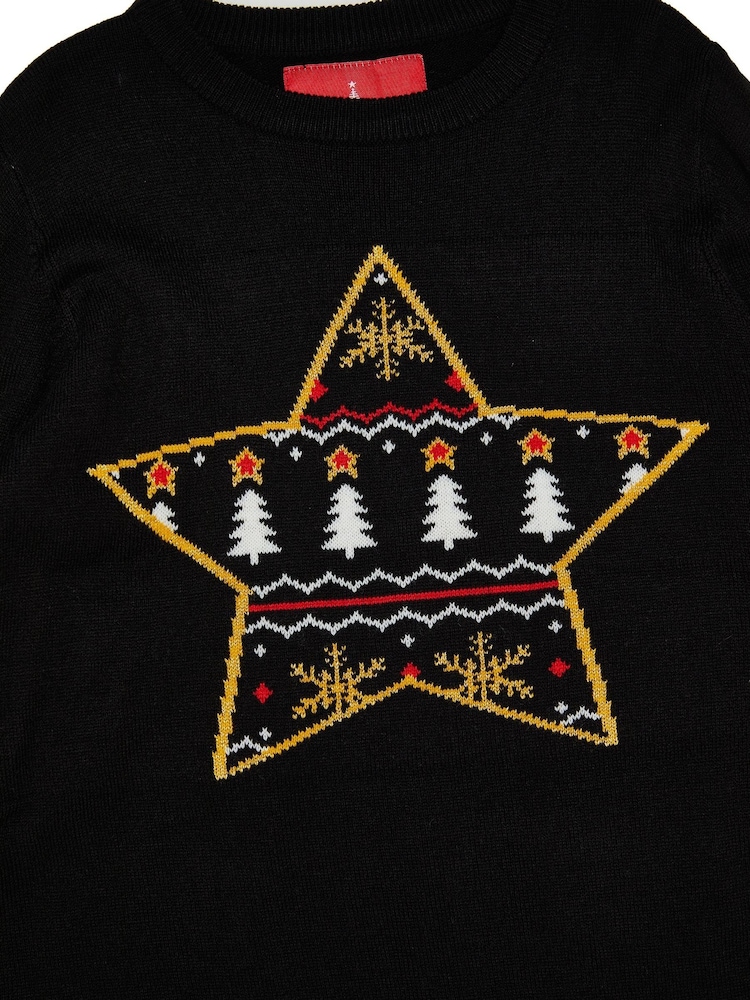 Threadgirls Black Crew Neck Christmas Jumper - Image 5 of 5