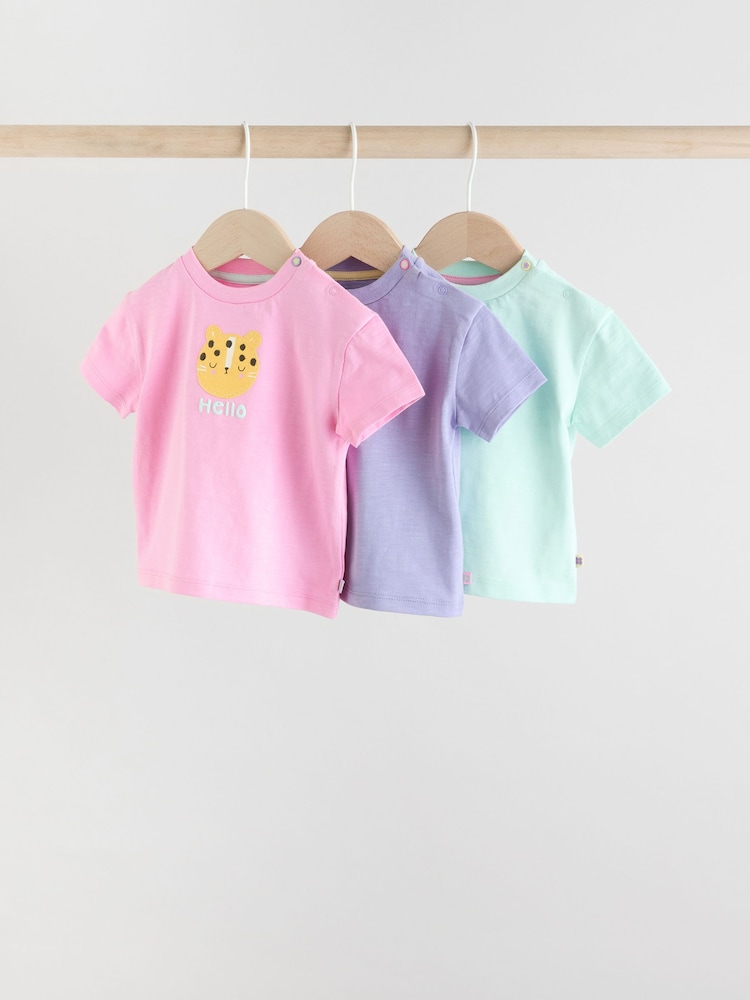 Blue/ Green/ Purple Pastels Baby Jersey Short Sleeve Tops 3 Pack - Image 1 of 11