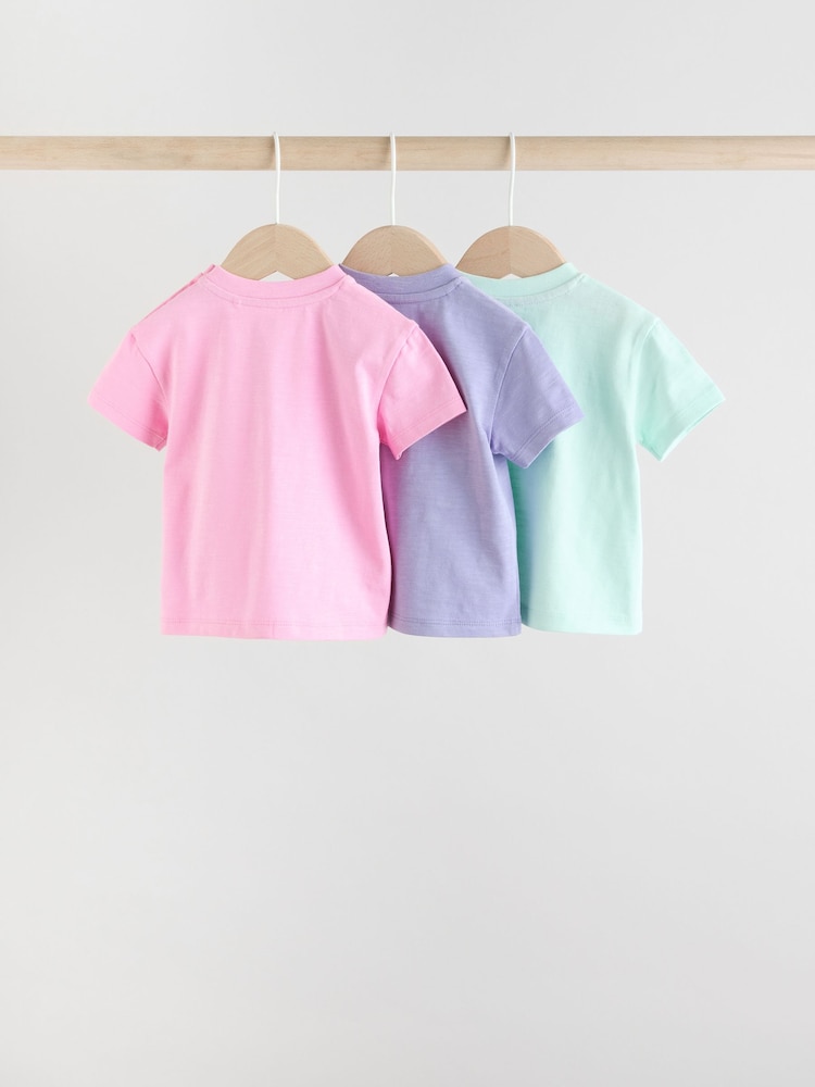 Blue/ Green/ Purple Pastels Baby Jersey Short Sleeve Tops 3 Pack - Image 2 of 11
