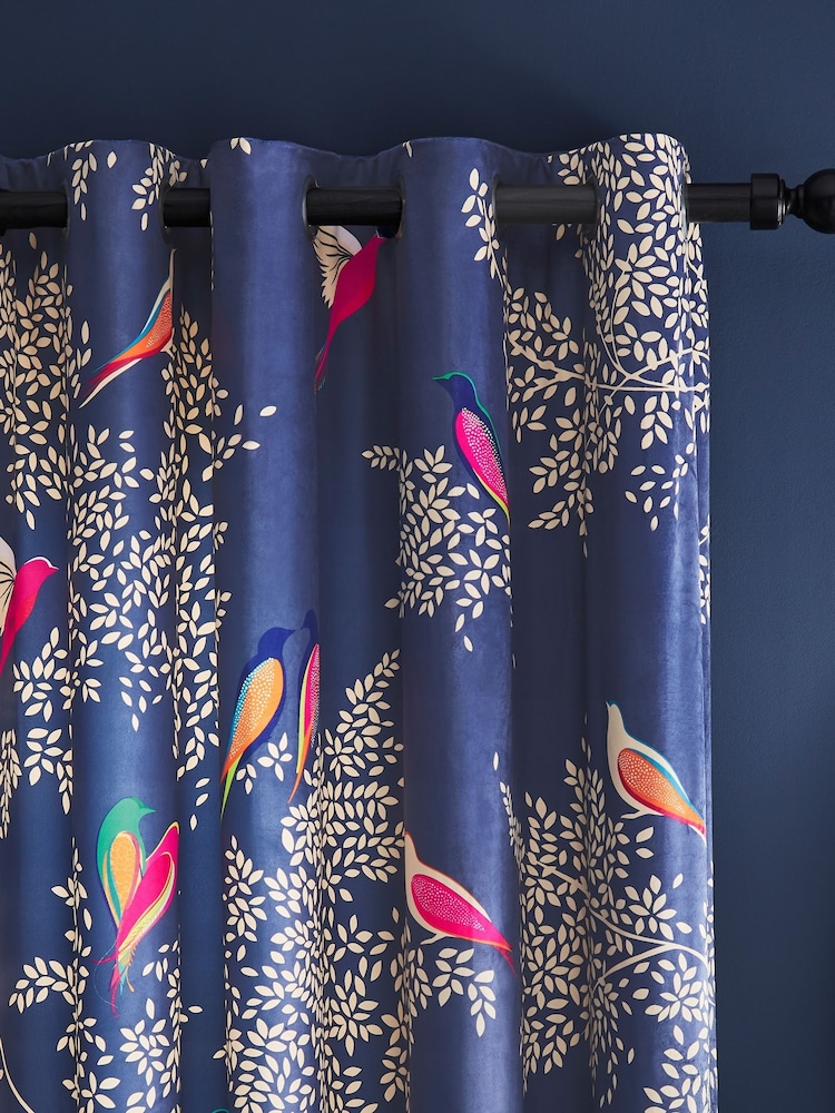 Sara Miller Smokey Birds Eyelet Curtains - Imagem 2 de 3