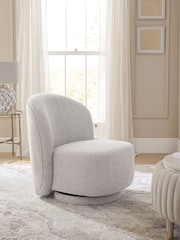 Contrast Chenille Light Natural Hattie Swivel Accent Chair - Image 1 of 9