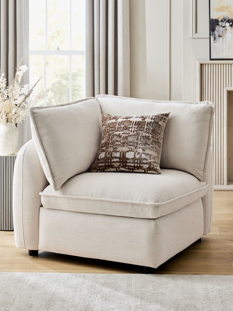 Brushed Weave Oyster Crosby Modular Corner Piece Sofa - Image 1 of 6