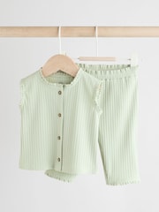 Sage Green Baby Sleeveless Top and Leggings Set - Image 1 of 11