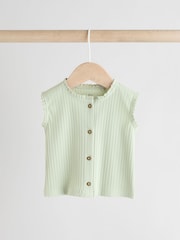 Sage Green Baby Sleeveless Top and Leggings Set - Image 2 of 11