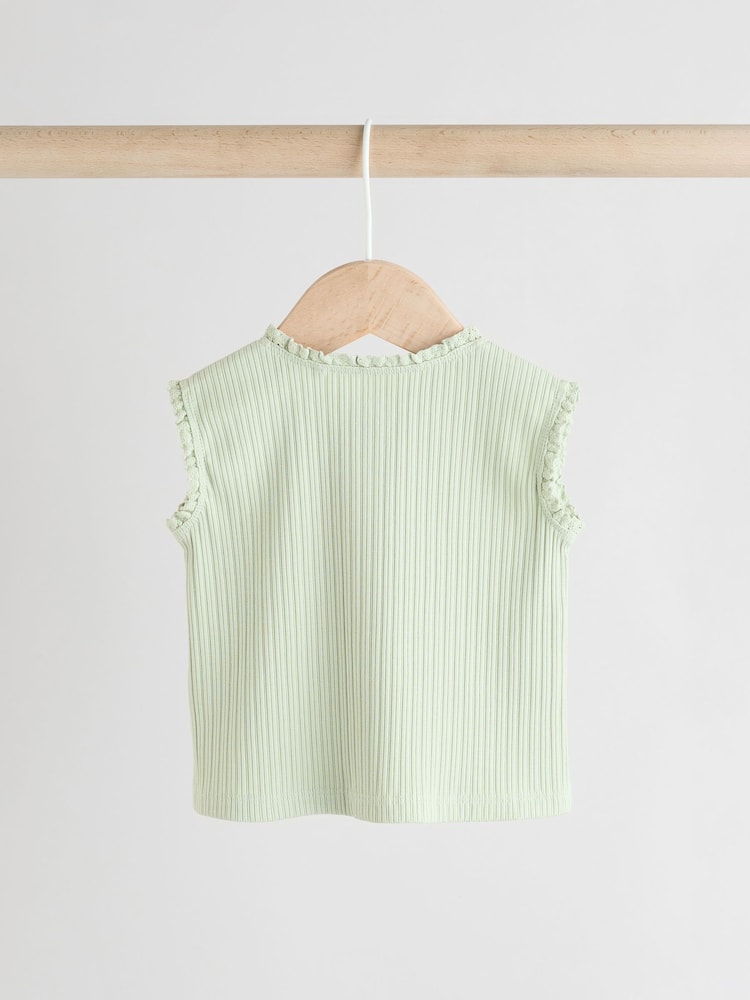 Sage Green Baby Sleeveless Top and Leggings Set - Image 5 of 11