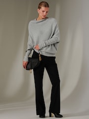 Jolie Moi Light Grey Off The Shoulder Soft Knit Jumper - Image 1 of 6