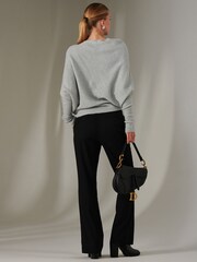 Jolie Moi Light Grey Off The Shoulder Soft Knit Jumper - Image 2 of 6