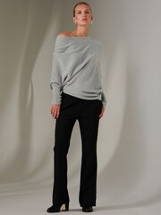 Jolie Moi Light Grey Off The Shoulder Soft Knit Jumper - Image 5 of 6