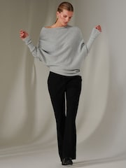 Jolie Moi Light Grey Off The Shoulder Soft Knit Jumper - Image 6 of 6