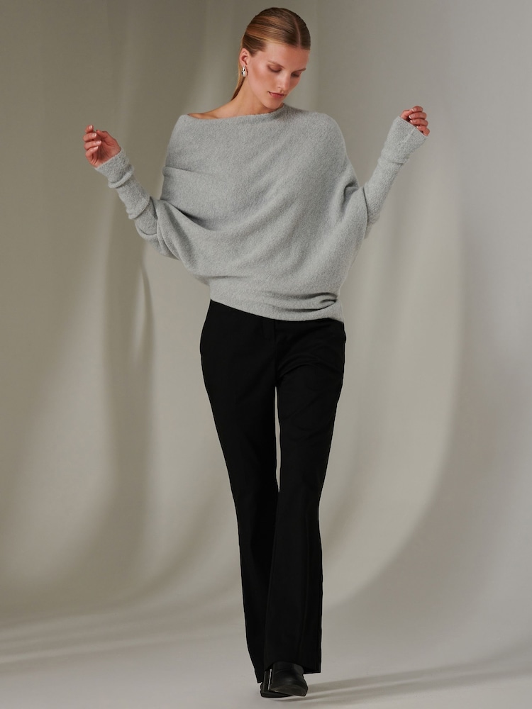 Jolie Moi Light Grey Off The Shoulder Soft Knit Jumper - Image 6 of 6