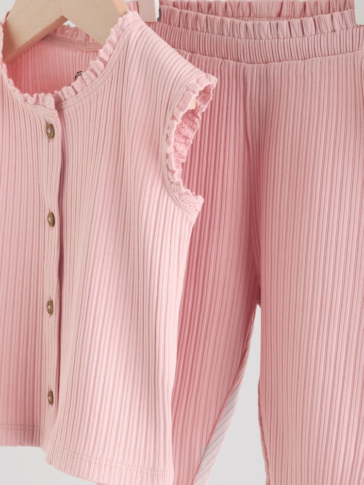 Pink Baby Sleeveless Top and Leggings Set - Image 7 of 11