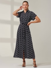 Jolie Moi Black Drop Shoulder Shirt Maxi Dress - Image 4 of 6