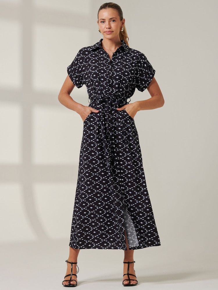 Jolie Moi Black Drop Shoulder Shirt Maxi Dress - Image 6 of 6
