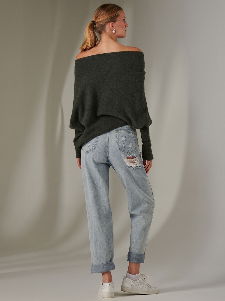 Jolie Moi Black Off The Shoulder Soft Knit Jumper - Image 2 of 6
