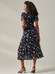 Jolie Moi Blue Harlie Floral Mesh Maxi Dress - Image 2 of 6