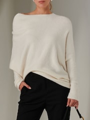 Jolie Moi Cream Off The Shoulder Soft Knit Jumper - Image 3 of 6
