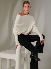 Jolie Moi Cream Off The Shoulder Soft Knit Jumper - Image 4 of 6