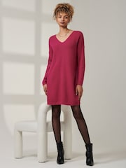 Jolie Moi Pink Ribbed Detail Knit Tunic Jumper - Image 5 of 7