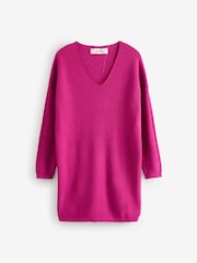 Jolie Moi Pink Ribbed Detail Knit Tunic Jumper - Image 7 of 7