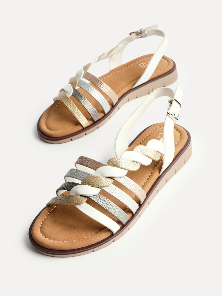 Linzi White Adele Woven Strappy Sandals - Image 5 of 5