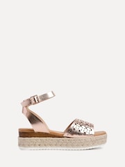 Linzi Gold Radiance Flatform Sandals With Laser Cut Detail - Image 2 of 5