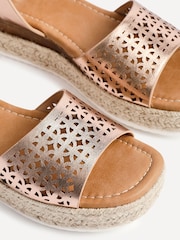 Linzi Gold Radiance Flatform Sandals With Laser Cut Detail - Image 4 of 5