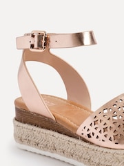 Linzi Gold Radiance Flatform Sandals With Laser Cut Detail - Image 5 of 5