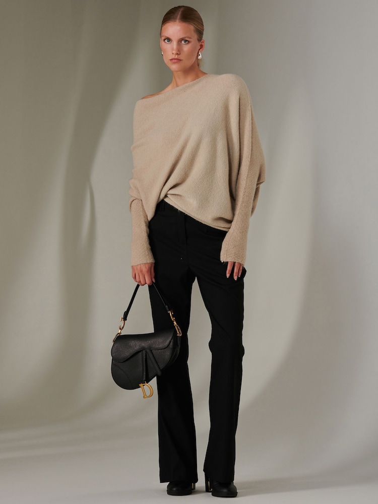 Jolie Moi Ecru Off The Shoulder Soft Knit Jumper - Image 1 of 6