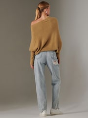 Jolie Moi Brown Off The Shoulder Soft Knit Jumper - Image 2 of 6