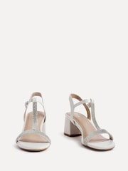 Linzi White Amaya T-Bar Diamante Heeled Sandals - Image 3 of 5