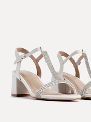 Linzi White Amaya T-Bar Diamante Heeled Sandals - Image 4 of 5