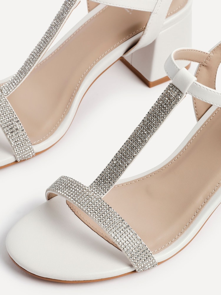 Linzi White Amaya T-Bar Diamante Heeled Sandals - Image 5 of 5