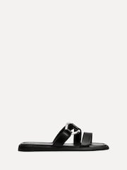Linzi Black Cassandra Double Strap Sandals With Buckle Detail - Image 2 of 5