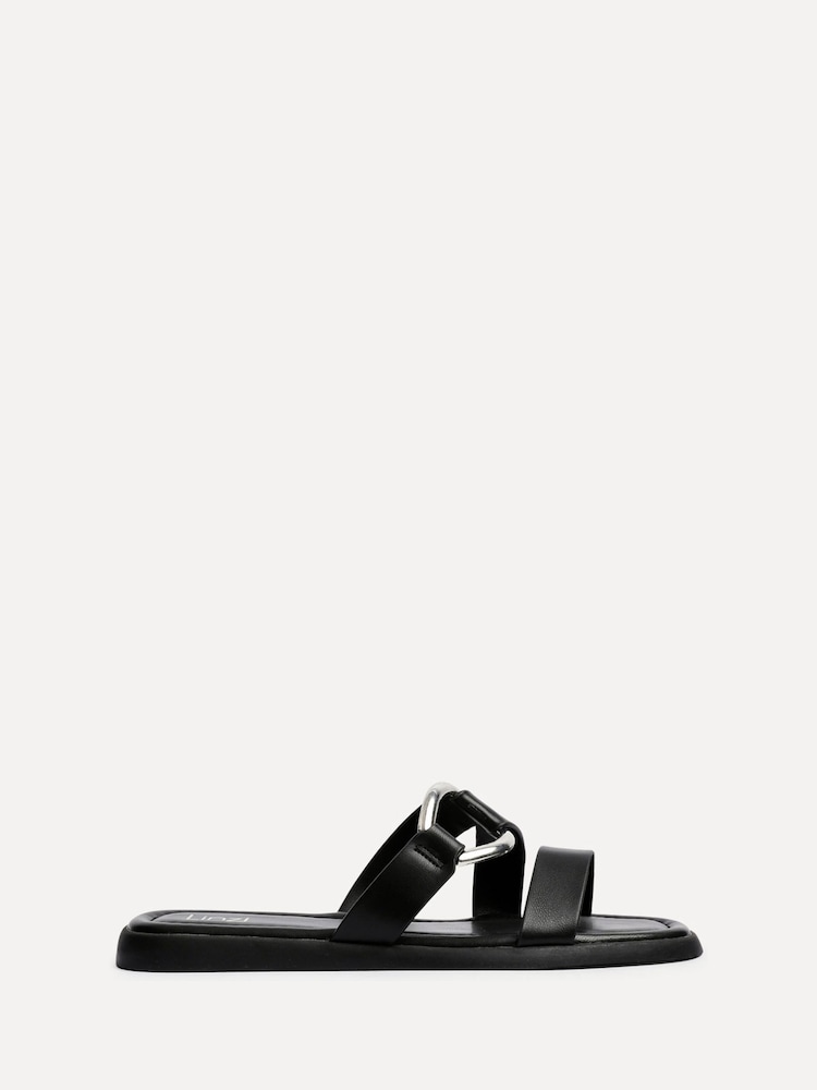 Linzi Black Cassandra Double Strap Sandals With Buckle Detail - Image 2 of 5