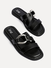 Linzi Black Cassandra Double Strap Sandals With Buckle Detail - Image 4 of 5