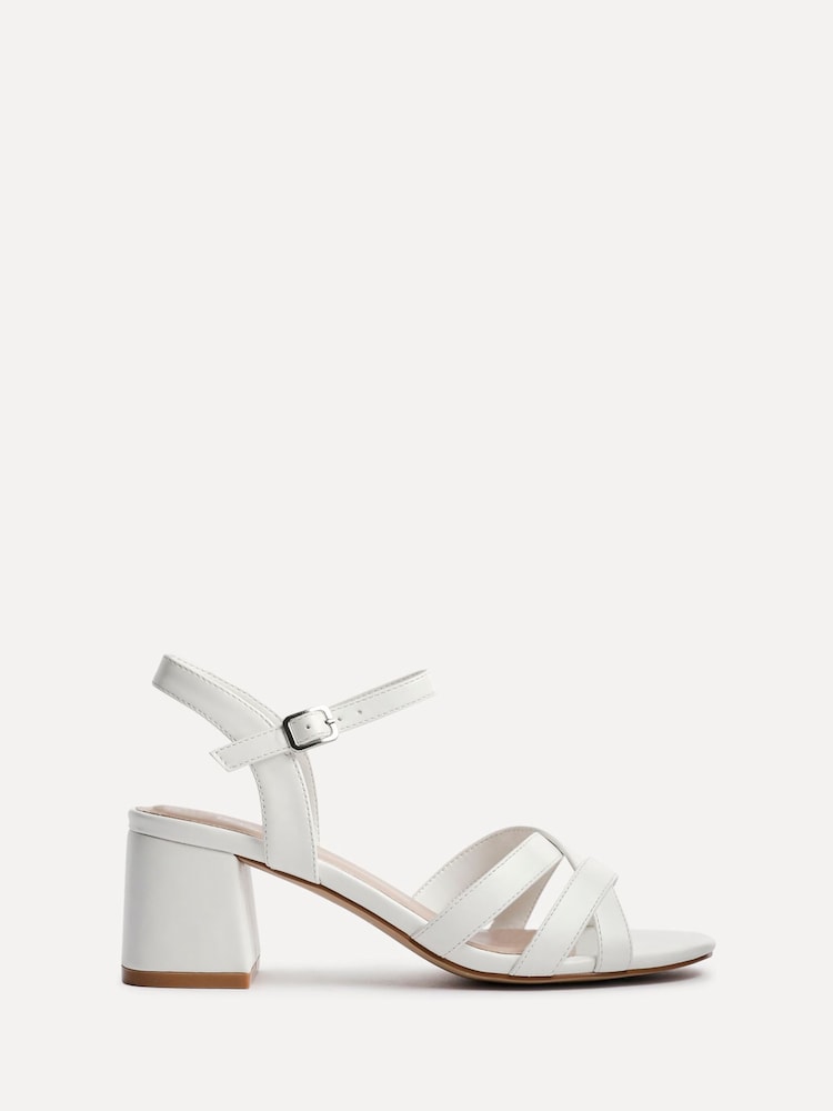Linzi White Flair Heeled Sandals With Cross Front Straps - Image 2 of 5