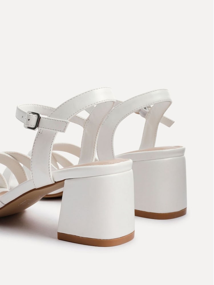 Linzi White Flair Heeled Sandals With Cross Front Straps - Image 5 of 5