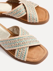Linzi Blue Genie Embellished Raffia Sandals With Crossover Straps - Image 5 of 5