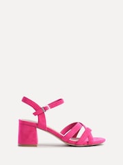 Linzi Pink Flair Heeled Sandals With Cross Front Straps - Image 3 of 5