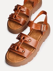 Linzi Brown Hattie Flatform Gladiator Studded Sandals - Image 4 of 5
