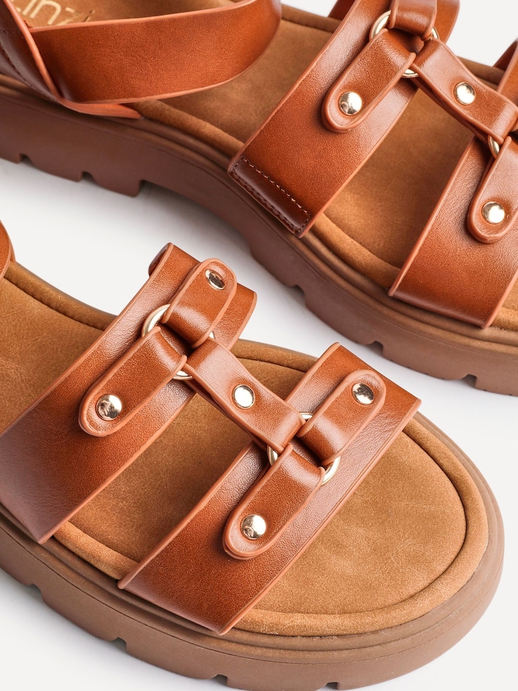 Linzi Brown Hattie Flatform Gladiator Studded Sandals - Image 5 of 5